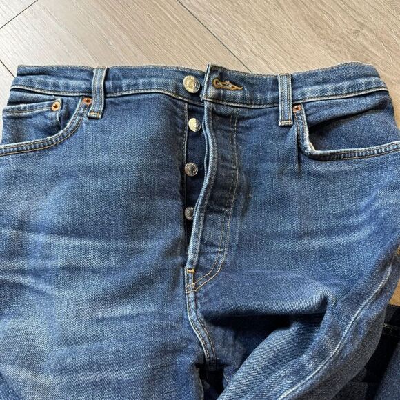 Re/Done Jeans High Rise Ankle Crop Stretch Button Fly ReDone Jeans 30 USA - Picture 14 of 15